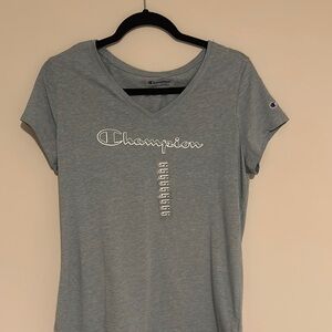 Champion Women's Grey V-Neck T-Shirt